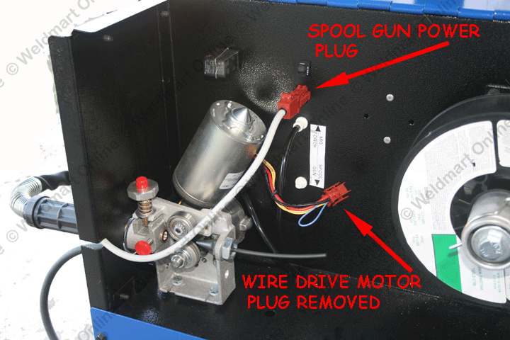 illustration of Revolution Direct spool gun wire connection
