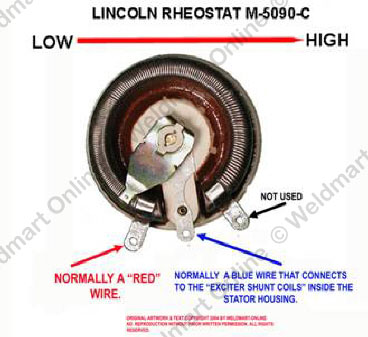 labeled diagram of the Lincoln SA-200 M5090C rheostat